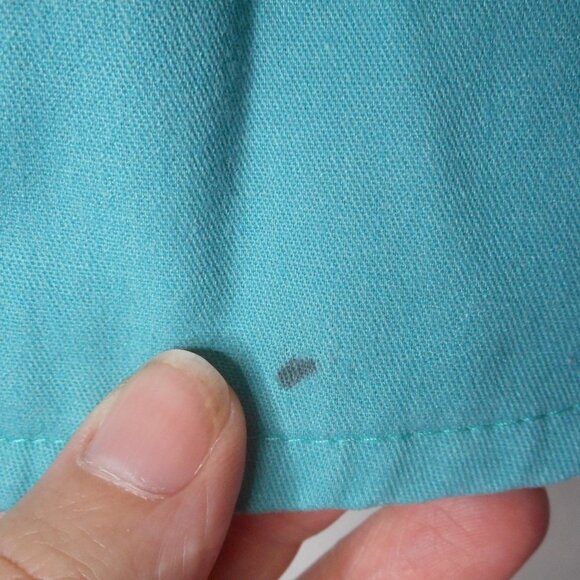 Blue Green Button Front Coat Jacket Scrub Top - Picture 3 of 6